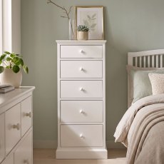 Ashby White 5 Drawer Tall Chest