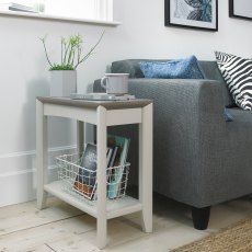 Bergen Grey Washed Oak & Soft Grey Side Table