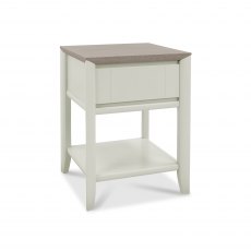 Bergen Grey Washed Oak & Soft Grey Lamp Table With Drawer
