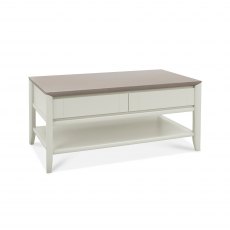 Bergen Grey Washed Oak & Soft Grey Coffee Table With Drawer