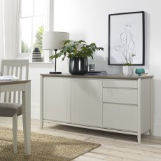 Bergen Grey Washed Oak & Soft Grey Wide Sideboard