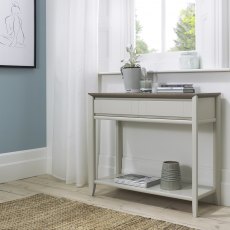 Bergen Grey Washed Oak & Soft Grey Console Table With Drawer