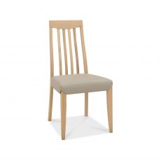 Bergen Oak Slat Back Chair - Grey Bonded Leather (Pair)