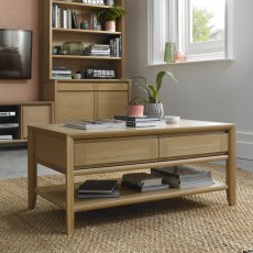 Bergen Oak Coffee Table With Drawer