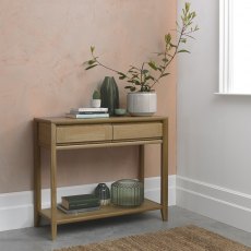 Bergen Oak Console Table With Drawer
