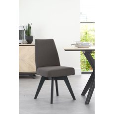 Brunel Gunmetal Upholstered Swivel Chair - Cold Steel (Pair)