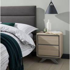 Brunel Scandi Oak & Dark Grey 2 Drawer Nightstand