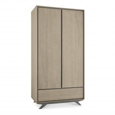 Brunel Scandi Oak & Dark Grey Double Wardrobe