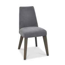 Cadell Aged Oak Upholstered Chair - Slate Blue (Pair)