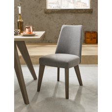 Cadell Aged Oak Upholstered Chair - Smoke Grey (Pair)