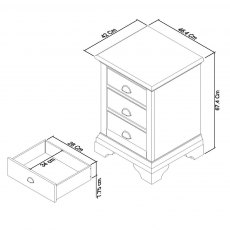 Hampstead Soft Grey & Pale Oak 3 Drawer Nightstand