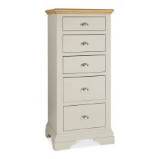 Hampstead Soft Grey & Pale Oak 5 Drawer Tall Chest