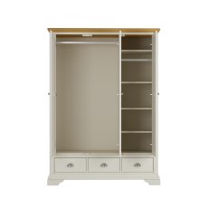 Hampstead Soft Grey & Pale Oak Triple Wardrobe