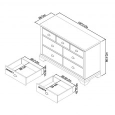 Hampstead Soft Grey & Pale Oak 3+4 Drawer Wide Chest