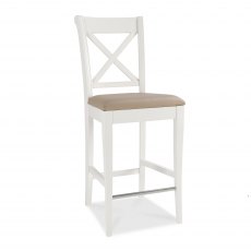 Hampstead Two Tone X Back Bar Stool - Ivory Bonded Leathr(Pair)