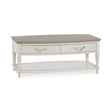 Montreux Grey Washed Oak & Soft Grey Coffee Table With Drawers