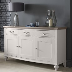 Montreux Grey Washed Oak & Soft Grey Wide Sideboard