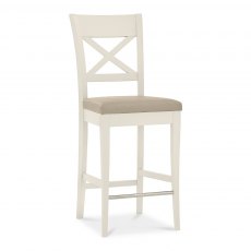 Montreux Antique White X Back Bar Stool - Ivory Bonded Leather (Pair)