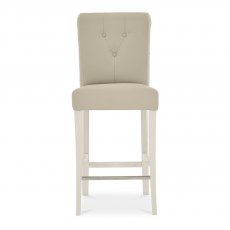 Montreux Antique White Uph Bar Stool - Ivory Bonded Leather (Pair)