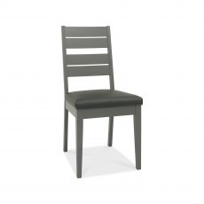 Oakham Dark Grey Chair - Dark Grey Bonded Leather (Pair)