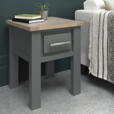Oakham Dark Grey & Scandi Oak Lamp Table With Drawer