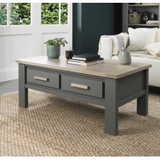 Oakham Dark Grey & Scandi Oak Coffee Table With Drawers