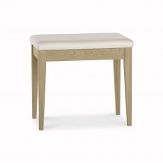 Rimini Aged Oak & Weathered Oak Stool - Ivory Bonded Leather