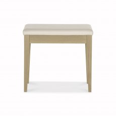 Rimini Aged Oak & Weathered Oak Stool - Ivory Bonded Leather