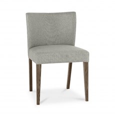 Turin Dark Oak Low Back Uph Chair - Pebble Grey Fabric (Pair)