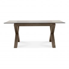 Turin Dark Oak Glass Top Dining Table
