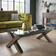 Turin Dark Oak Glass Coffee Table