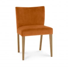 Turin Light Oak Low Back Uph Chair - Harvest Pumpkin Velvet Fabric (Pair)
