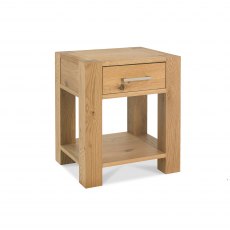 Turin Light Oak Lamp Table With Drawer