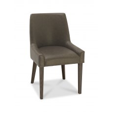 Ella Dark Oak Scoop Back Chair -  Distressed Bonded Leather  (Pair)