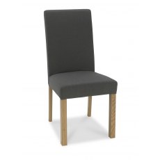 Parker Light Oak Square Back Chair - Cold Steel Fabric  (Pair)