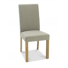 Parker Light Oak Square Back Chair - Silver Grey Fabric   (Pair)