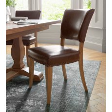 Belgrave Rustic Oak Uph Chair -  Espresso Faux Leather  (Pair)