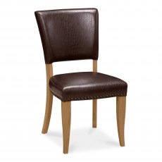 Belgrave Rustic Oak Uph Chair -  Rustic Espresso Faux Leather  (Pair)