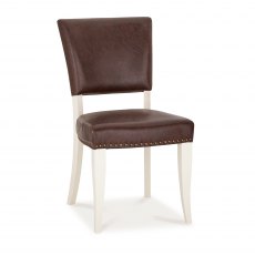 Belgrave Ivory Uph Chair -  Rustic Espresso Faux Leather  (Pair)