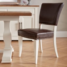 Belgrave Ivory Uph Chair -  Espresso Faux Leather  (Pair)