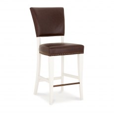 Belgrave Ivory Bar Stool -  Espresso Faux Leather  (Pair)