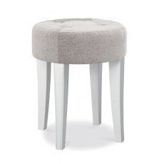 Chantilly White Stool - Grey Fabric