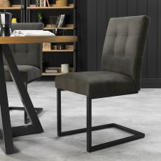 Indus Uph Cantilever Chair - Dark Grey Fabric (Pair)