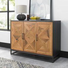 Indus Rustic Oak & Peppercorn Narrow Sideboard