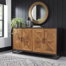 Indus Rustic Oak & Peppercorn Wide Sideboard