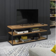 Indus Rustic Oak Open Entertainment Unit