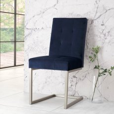 Tivoli Dark Oak Uph Cantilever Chair - Dark Blue Velvet (Pair)