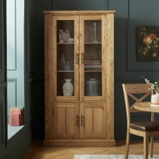 Westbury Rustic Oak Display Cabinet