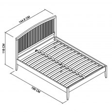 Ashby Soft Grey Slatted Bedstead Double 135cm