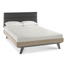 Brunel Scandi Oak & Dark Grey Uph Bedstead Double 135cm